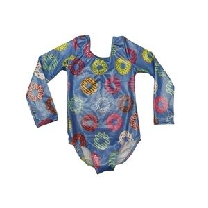 Colorful Donut Print Long Sleeve Gymnastics leotard Girls: S dance outfit